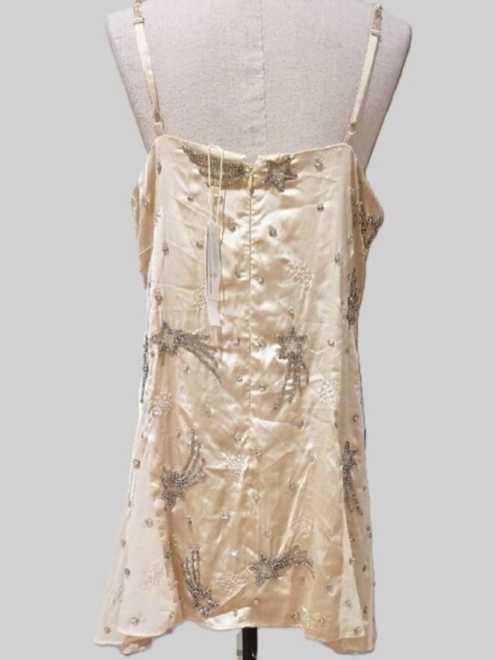 NEW $398 FOR LOVE & LEMONS SHOOTING STARS BEADED MINI DRESS IN CREAM SIZE XL - Picture 3 of 10